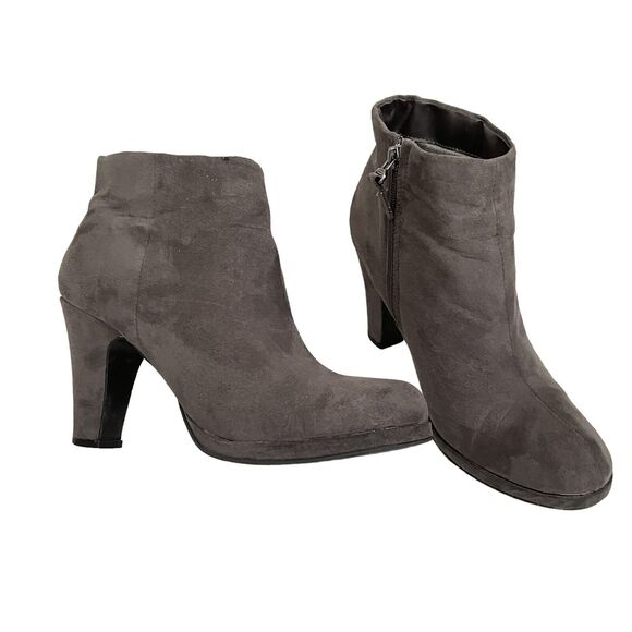 Rampage Heels Ankle Booties Womens Size 9 Benzley Shoes Boots Dark Gray Suede - Picture 2 of 10